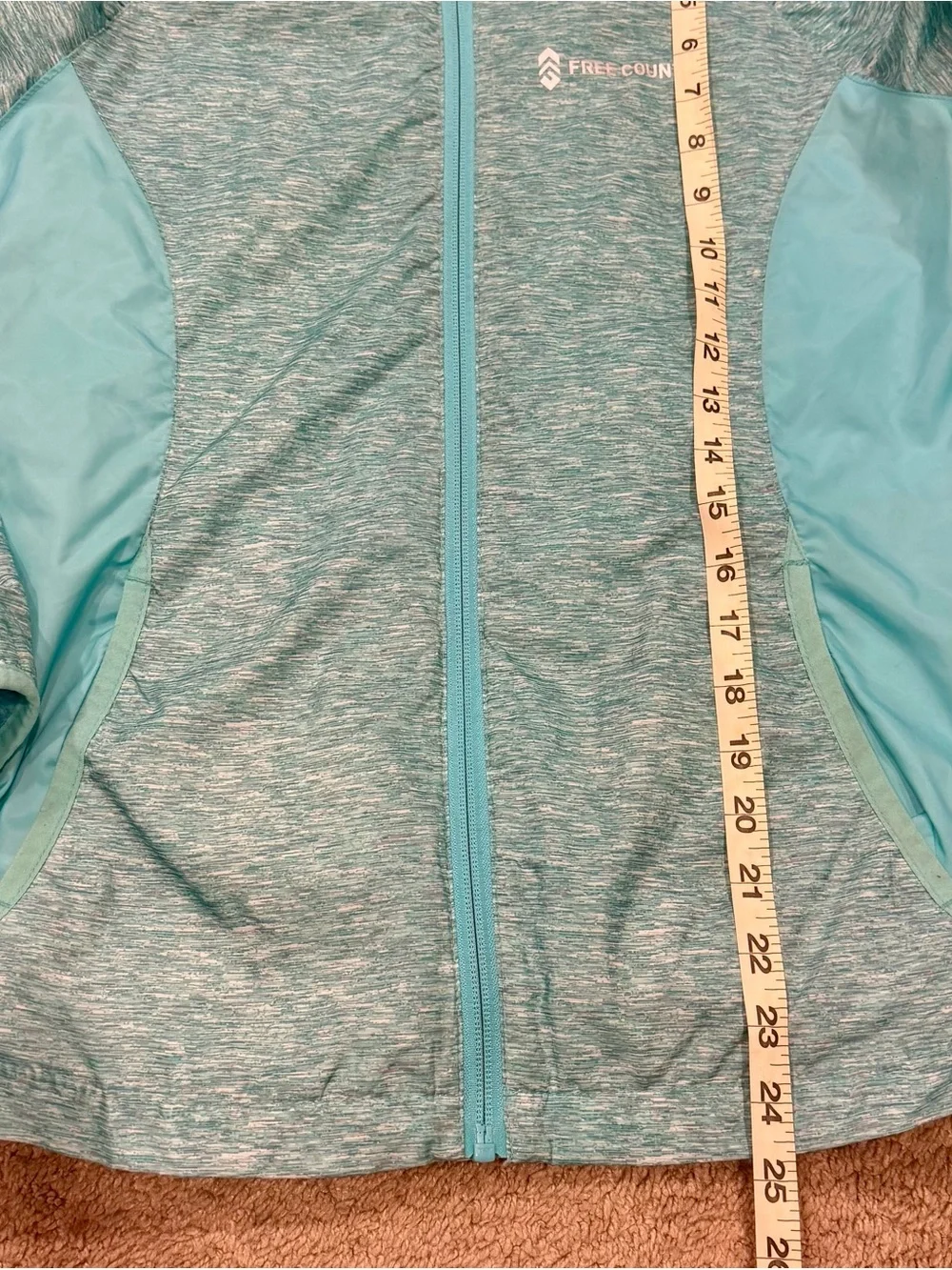 Free Country Water Resistant Jacket Hoodie Youth Girls L Teal Soft 14-16